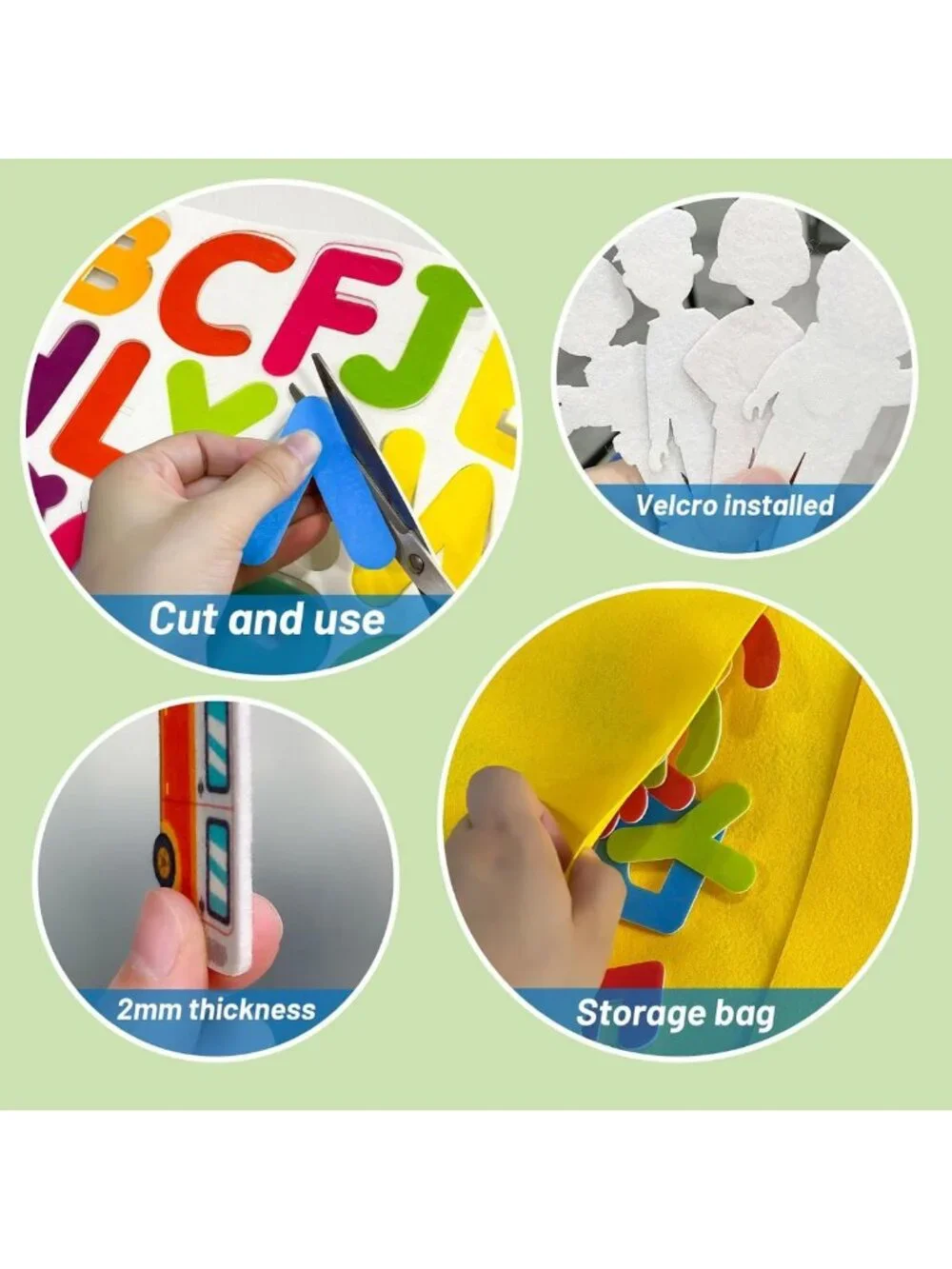 Felt Learning Set: Alphabet, Numbers, Fruits, Vegetables & Community Helpers for